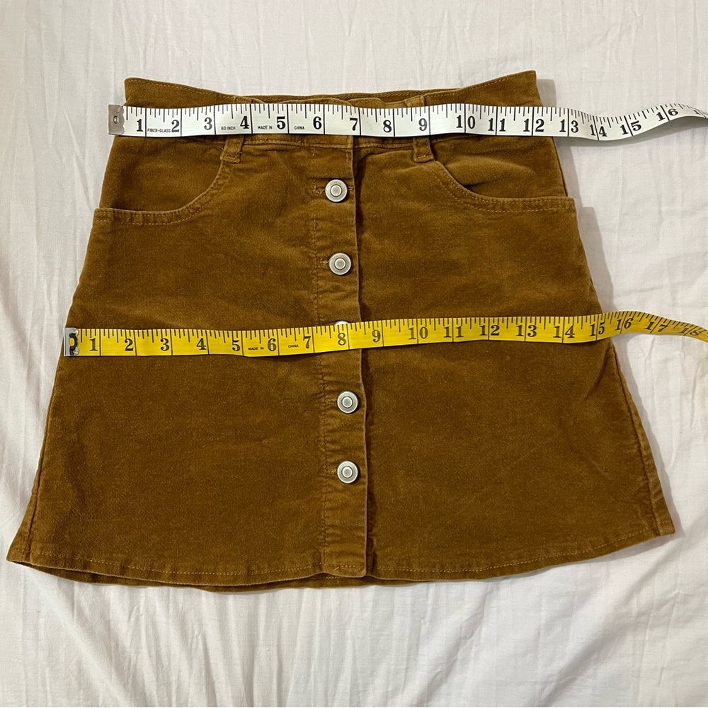 Brandy Melville Corduroy Brown Tan Skirt with front buttons, size small - Picture 2 of 5